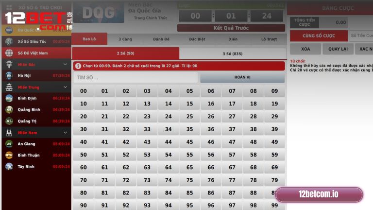 Các bộ số thường gặp khi chơi xổ số GPI tại 12BET