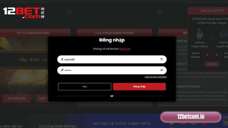 Đăng nhập 12Bet trên PC siêu nhanh, an toàn