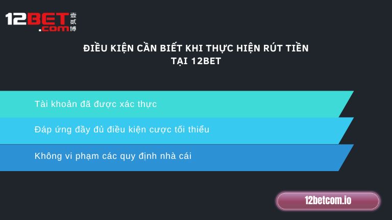Điều kiện cần biết khi thực hiện rút tiền tại 12BET