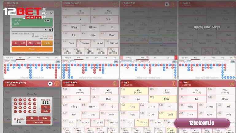 Hướng dẫn cách chơi Keno 12Bet dễ hiểu cho lính mới
