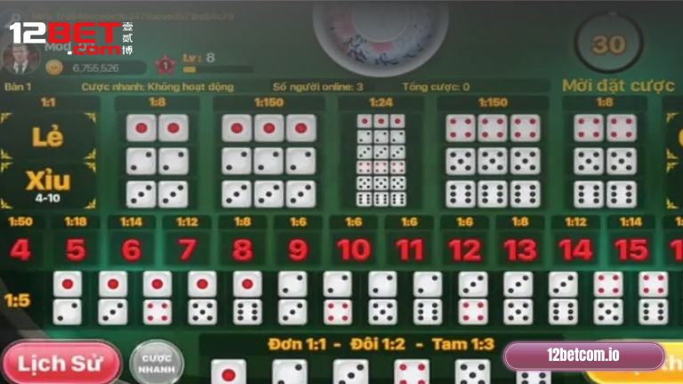 Luật chơi Tài Xỉu 12Bet cơ bản