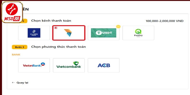 Quy định trong phương thức thanh toán tại Miso88